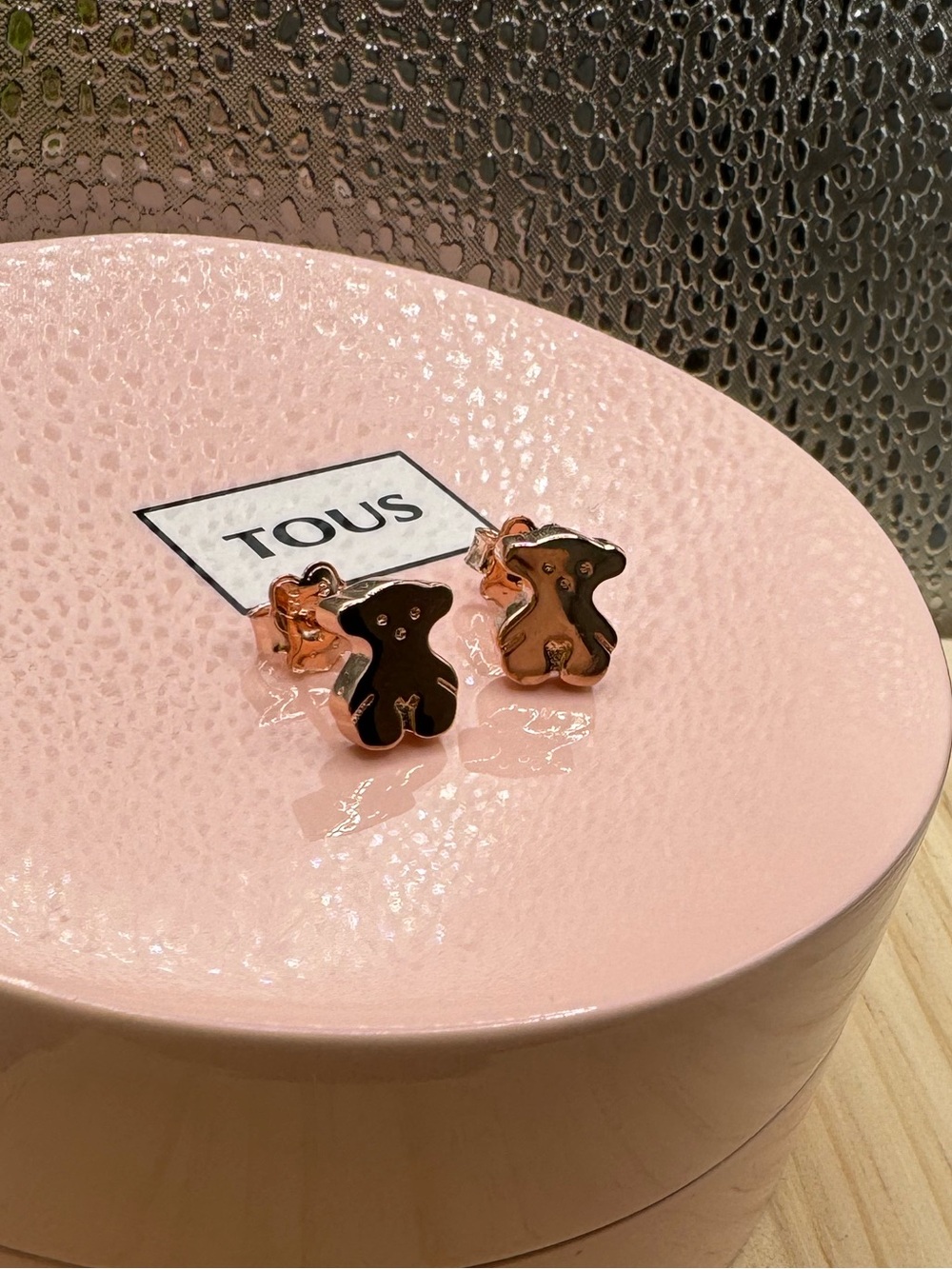 Second hand 🖐️ Rose Gold 925 and Black Bear Stud Earrings size 1.2 cm